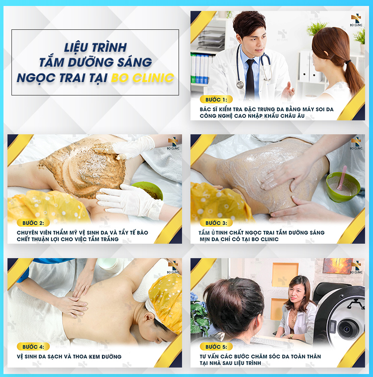 Liệu trình tắm dưỡng ngọc trai tại Bo Clinic thích hợp cho mọi loại da, đem lại làn da mịn màng